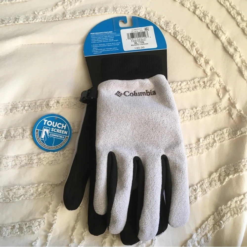 Columbia Touchscreen Fleece Gloves in Light Gray and Black